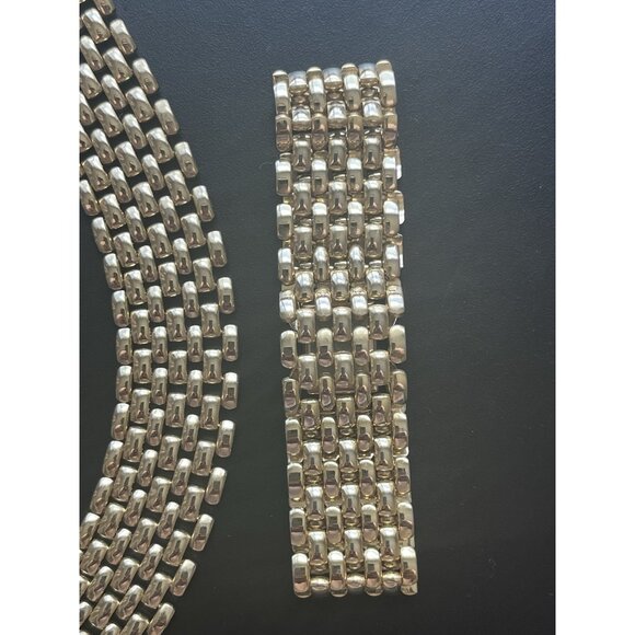 Vintage 90s Panther Link Necklace Set 3 pieces Gold Tone Quality Jewelry Y2k - Picture 9 of 16